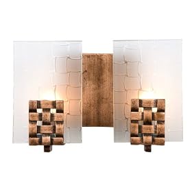 Varaluz 180B02 Dreamweaver Collection 2-Light Bath Light, Blackened Copper Finish with Frosted Plate Glass Shades, 10-Inch by 6-3/4-Inch by 3-Inch
