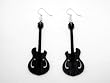 Black Satin Guitar Wooden Earrings
