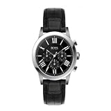 BOSS Black Leather Strap Round Chronograph Watch