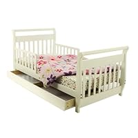 Dream On Me Toddler Bed with Storage Drawer - White