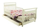 Dream On Me Toddler Bed with Storage Drawer - White