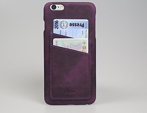 iPhone 6 Plus Case / 6S Plus (5.5") Case.Premium Leather Snap In Wallet Case. Genuine Leather iPhone 6 Plus Case. Hand Crafted From Genuine Leather. Sophisticated Look. (Purple)
