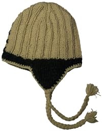 Authentic Soul Cream Tan Brown Wool Ear Flap Knit Hat . Brown. One Size.