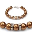 Genuine Swarovski Crystal Pearl Bracelet with Crystal Rondelles - Copper - 8mm