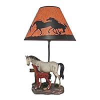 Gray Mare and Foal Horse Table Lamp w/ Shade