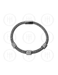 Sterling Silver -Magnetic Tri-Colour Bracelet With Swarvoski Crystals