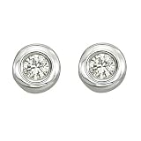 14K White Gold 0.15 ct. Bezel Set Diamond Earring Studs