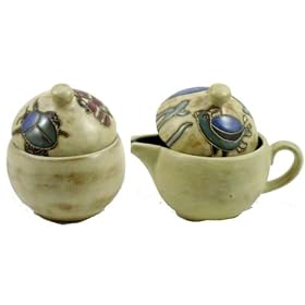 MARA Stoneware Collectible CREAMER SUGAR BOWL Desert Insect Bugs Bird by CollectibleXchange