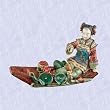 chinese maiden statue on the river porcelain sculpture