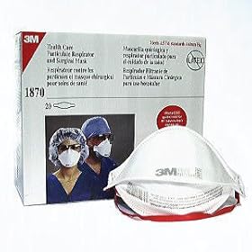 【クリックで詳細表示】(個別包装20枚入り)3M 1870 耐水性 医療用 N95微粒子用マスク