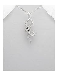 Snake CZ Pendant Necklace In 92.5 Sterling Silver