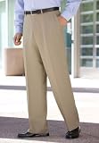 Kings' Court Easy-Care Invisible Stretch Waist Plain Front Pants