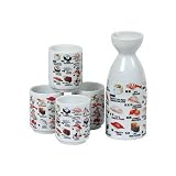 Sushi Character Japanese Sake Set with Bottle and Four Cups