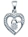 My Heart Is Where You Are Pendant in 10KWG with .15CT Micro Pave Diamond and White Gold Heart Center