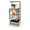 Black Kitchen Microwave Cart with Power Strip