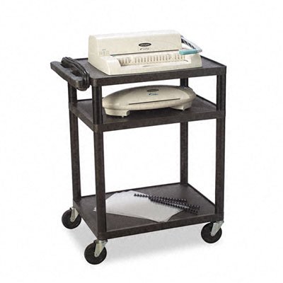 Quartet TPDUOEQ Plastic Utility/Projector AV Cart, Three Shelves, 24w x 18d x 42h, Black