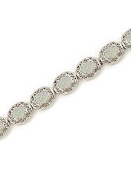 14K White Gold Oval Opal Bracelet