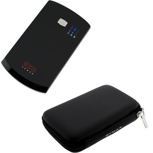 EZOPower Black 2-Port High-capacity Portable External Rechargable Backup Battey Pack -5600mAh (2A) + Black GPS 4.3 Eva Case for IPhone®, IPOD®, IPad®, MP3 Players, Tablet, GPS, Mobile Phone, Android Phone, Cell Phone, Blackberry, HTC, Samsung, Nokia, LG, Sony Ericsson, Pantch, Hwawei, Motorola, Palm, Casio, Sony PSP, Nintendo and more