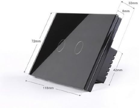 JKTF ®US/AU Standard, 2-gang 2-way, White Glass Panel, Touch Screen Light Switch D822/D802 with LED indicator (Black)