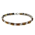 Sterling Silver Honey Amber Greek Ornament Bracelet