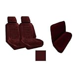 IMAGE OF A Set of 2 Universal Fit Low Back Encore Pattern Front Bucket Seat Cover and One Universal Fit Encore Rear / Bench Seat Cover - Burgundy