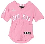 MLB Girls' Boston Red Sox Screen Print Baseball Jersey, Pink, Small