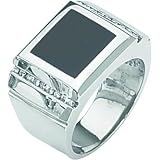 Sterling Silver 0.25 cttw HI Diamond & Onyx Band Sz 11