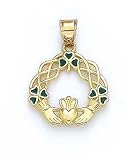 14k Enamel Celtic Claddagh Pendant - JewelryWeb