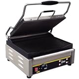 Buffalo Large Single Contact Grill / Panini Grill - Ribbed plates.