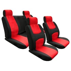 On sale Car Seat Cover Full Set Flat Cloth Red/black Univerisal