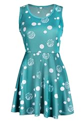 Cutout Two-Toned Geometric Print Cotton/Polyester/Spandex Sleeveless Scoop Neck Skater Dress 
