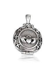Bling Jewelry 925 Silver Claddagh Cross Locket Filigree Back