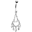 14k White Gold Cubic Zirconia Chain Chandelier Belly Ring