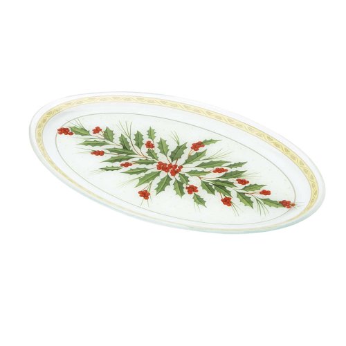 Gorham Festive Holly Oval Platter 18