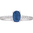 14K White Gold Chatham Created Sapphire and Diamond Ring