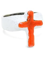 My Enemy "Its The End Of World As We Know It, and I Feel Fine" The Cross White Enamel with Orange Accent Ring