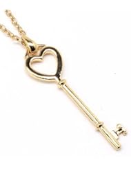 Designer Inspired Open Heart Shaped Key Pendant and Necklace Polished Goldtone
