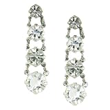 Crystal Cravings Silver Tone Big Bling Graduated Earrings