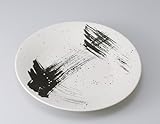 白地黒刷毛尺皿　【パスタ皿　美濃焼】