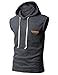 H2H Mens Fashion Slim Fit Sleeveless Hoodies with Pocket With Various Colors