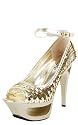 Mica09 Square Sequin Cutout Platform Heels LIGHT GOLD