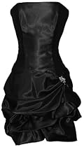 Hot Sale Strapless Satin Bubble Dress Prom Formal Holiday Party Cocktail Gown Bridesmaid, Medium, black