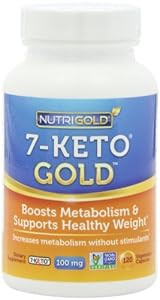 Nutrigold 7-Keto 100mg, 120 Vegetarian Capsules (Recommended as #1 in Belly-Blasting Weight-Loss Supplements)