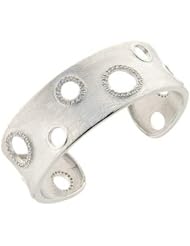 Sandblast Designer Bangle with White CZ Accent