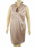 Taylor Dress, Sleeveless Satin Ruffled Neckline