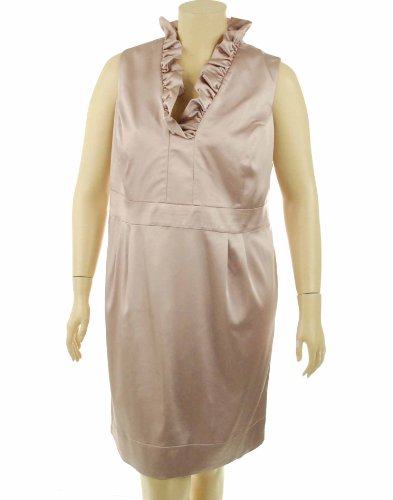 Taylor Dress, Sleeveless Satin Ruffled Neckline