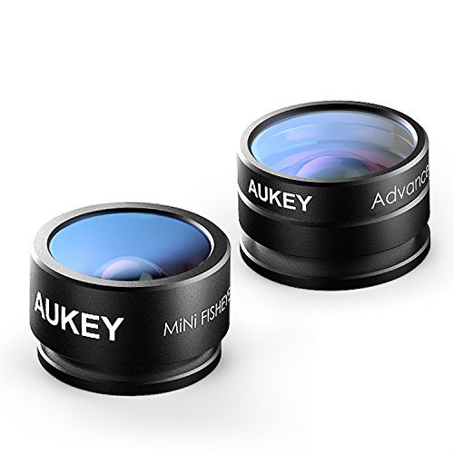 AUKEY Optic iPhone Lens, 160Â° Fisheye Lens + 20x Macro Mini Clip-on Cell Phone Camera Lenses Kit for Samsung, Android Smartphones, iPhone