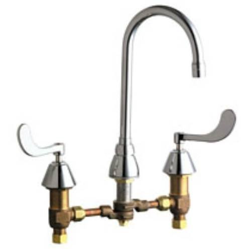 Chicago Faucet 786-SWE3ABCP Deck Mounted 8" Centers Softflo Concealed Kitchen Sink Faucet 786- On Sale