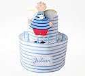 Windeltorte, blau XXL mit Schutzengel, echten Kerzen und NAMEN, Geschenk zur Geburt, zur Taufe oder Baby Shower