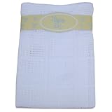 Soft White Cotton Cellular Blanket, 70 x 90cm (Pram Size)